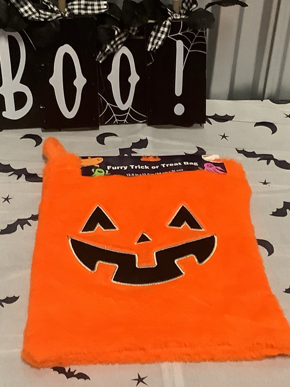 Furry Orange Pumpkin Trick-or-Treat Bag - Kids Costume Accessory